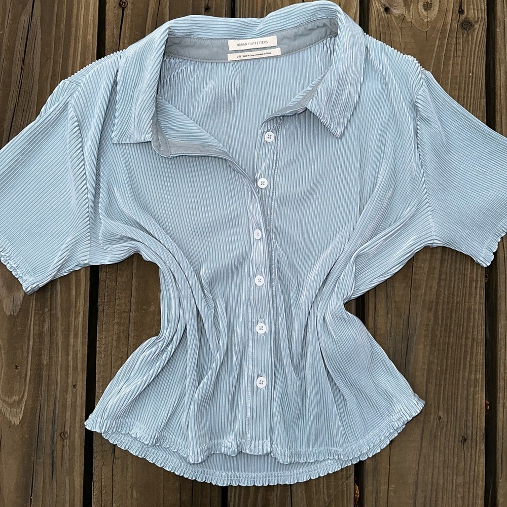 Urban Outfitters Ribbed Satin Button Up